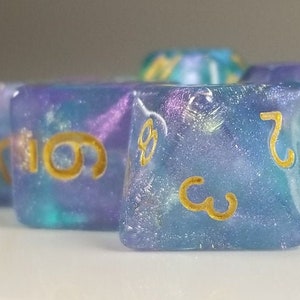 DnD Dice Set / Purple Cyan Shimmer dice / D&D RPG Polyhdreal dice Dungeons and Dragons / Critical Role Gift Idea Stocking Stuffer