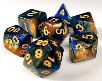 Table Top Role Playing Polyhedral dice Caramel Macchiato DnD Dice Set Dungeons and Dragons Coffee chocolate themed dice set D/&D dice