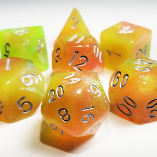 DnD Dice Set / Blue Shimmer "Sun Opal" / RPG Polyhedral dice, D&D dice set / Dungeons and Dragons dice set, Critical Role