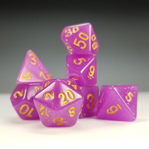 DnD Dice Set / Purple Glitter Translucent D&D dice set / Tabletop RPG Polyhedral dice / Dungeons and Dragons dice set Critical Role
