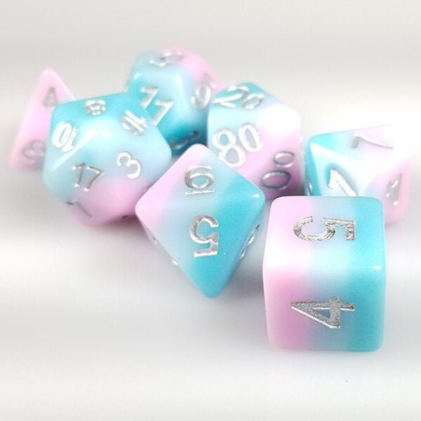 DnD Dice Set / Pink Blue "Cotton Candy" / Tabletop RPG Polyhedral dice D&D dice set / Dungeons and Dragons dice set, Critical Role