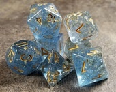 DnD Dice Set Sapphire Blue and Gold Foil Polyhedral dice D D dice, Dungeons and Dragons, Critical Role Roll D20 RPG Blood Geek Gift