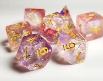 DnD Dice Set / Pink Purple Shimmer D&D dice set / Iridescent Tabletop RPG Polyhedral dice set / Dungeons and Dragons dice set Critical Role