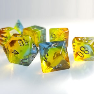 DnD Dice Set / Orange to Blue "Rainbow Servant" / Tabletop RPG Polyhedral dice, D&D dice set / Dungeons and Dragons dice set, Critical Role