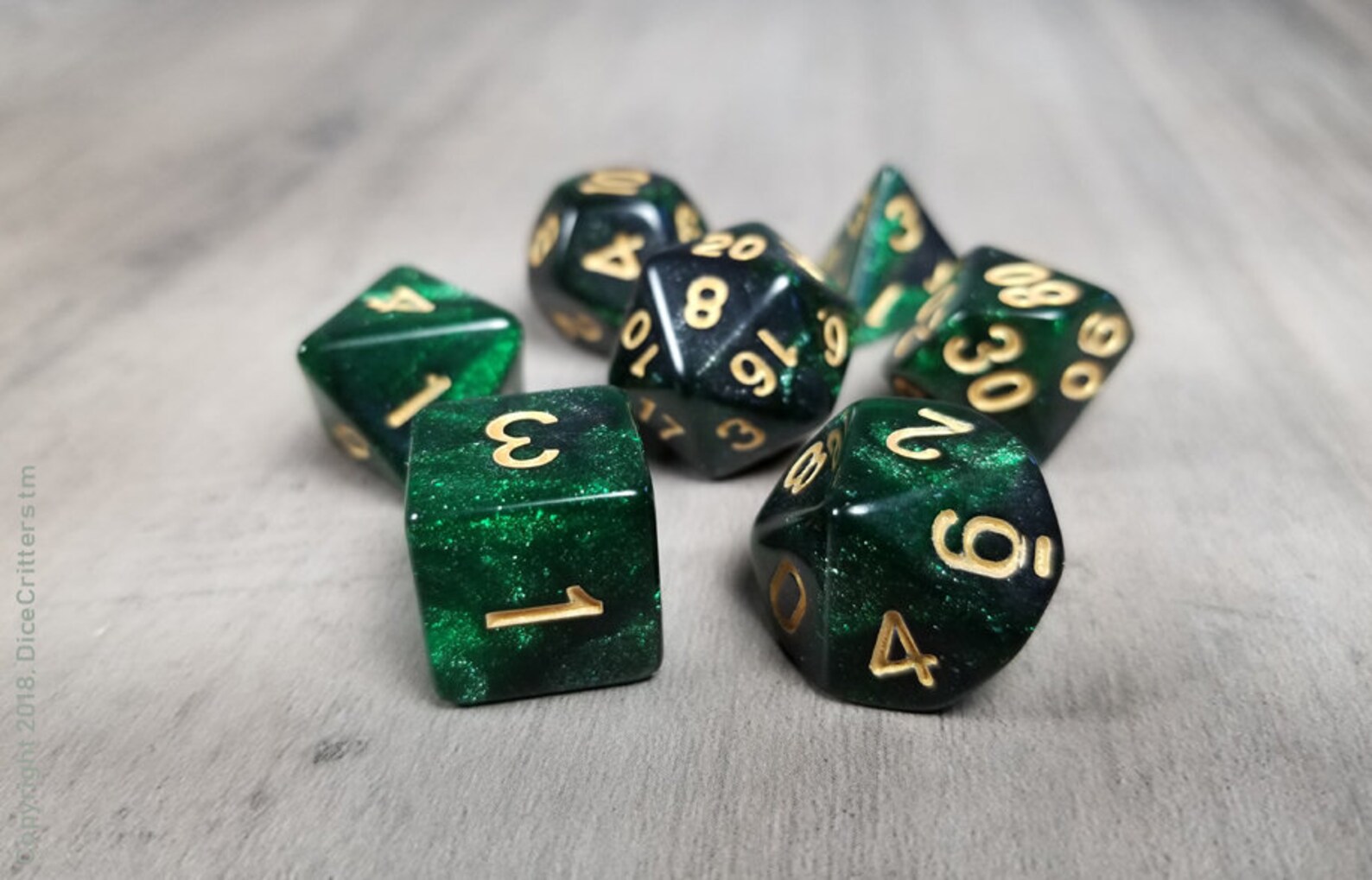 DnD Dice Set / Green Black Sparkle Glitter dice / D&D RPG Etsy