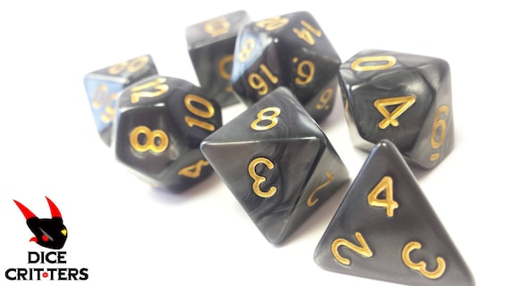 Polyhedral Dice Set / Black Gold "Black Knight's Wrath" / RPG Tabletop Polyhedral D&D dice / Critical Role,  DnD, Dungeons and Dragons, Gift