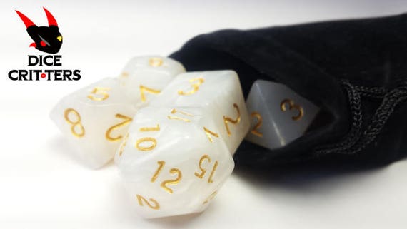 Dnd Dice Set White Gold White Knight S Justice Etsy