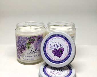 Lilac Soy Candle | Zero Waste Candles | Hand Poured | Eco Friendly | 6 oz Jar