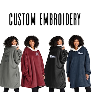 Custom Embroidered Sherpa Wearable Blanket: Hooded Poncho