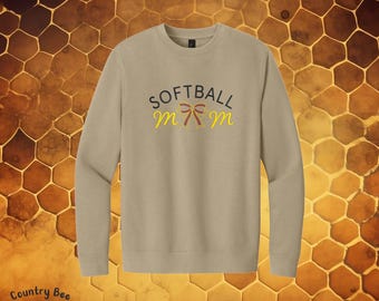 Softball Mom Sweatshirt, Embroidered Bow Softball Sweatshirt, Game Day Sweatshirt
