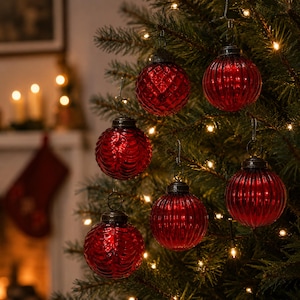 Vintage-Weihnachtskugeln aus Glas, 6er-Set, verschiedene handgefertigte Kugeln, Weihnachtsbaumschmuck, Weihnachtsgeschenk