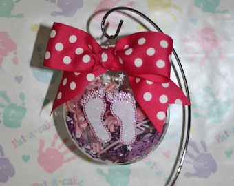 FREE SHIPPING Personalized Baby Girl glass Christmas Ornament  Keepsake with First and Middle Name and Birth Date