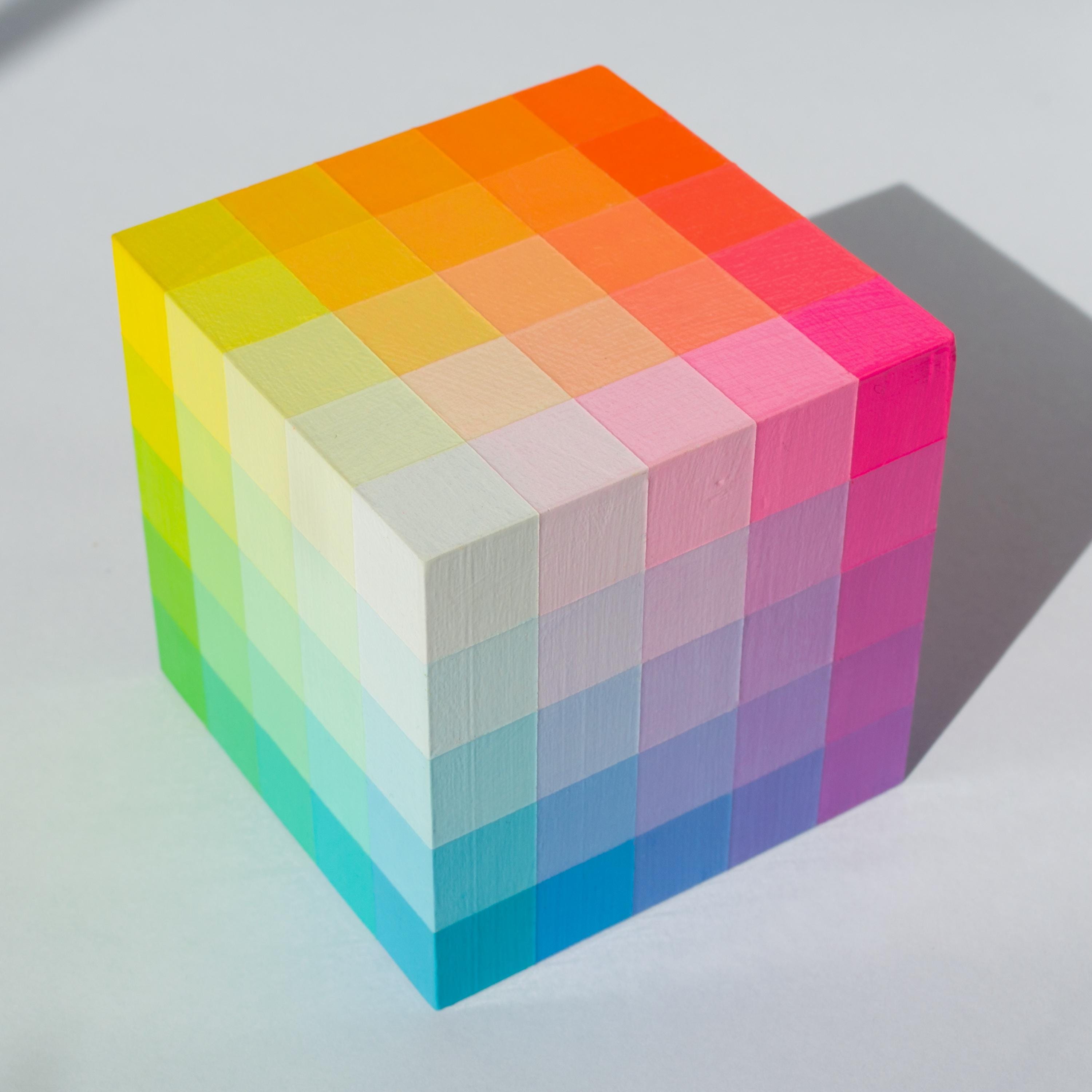 Color Cube (primary to Black) 3d Rainbow Color Theory Sculpture