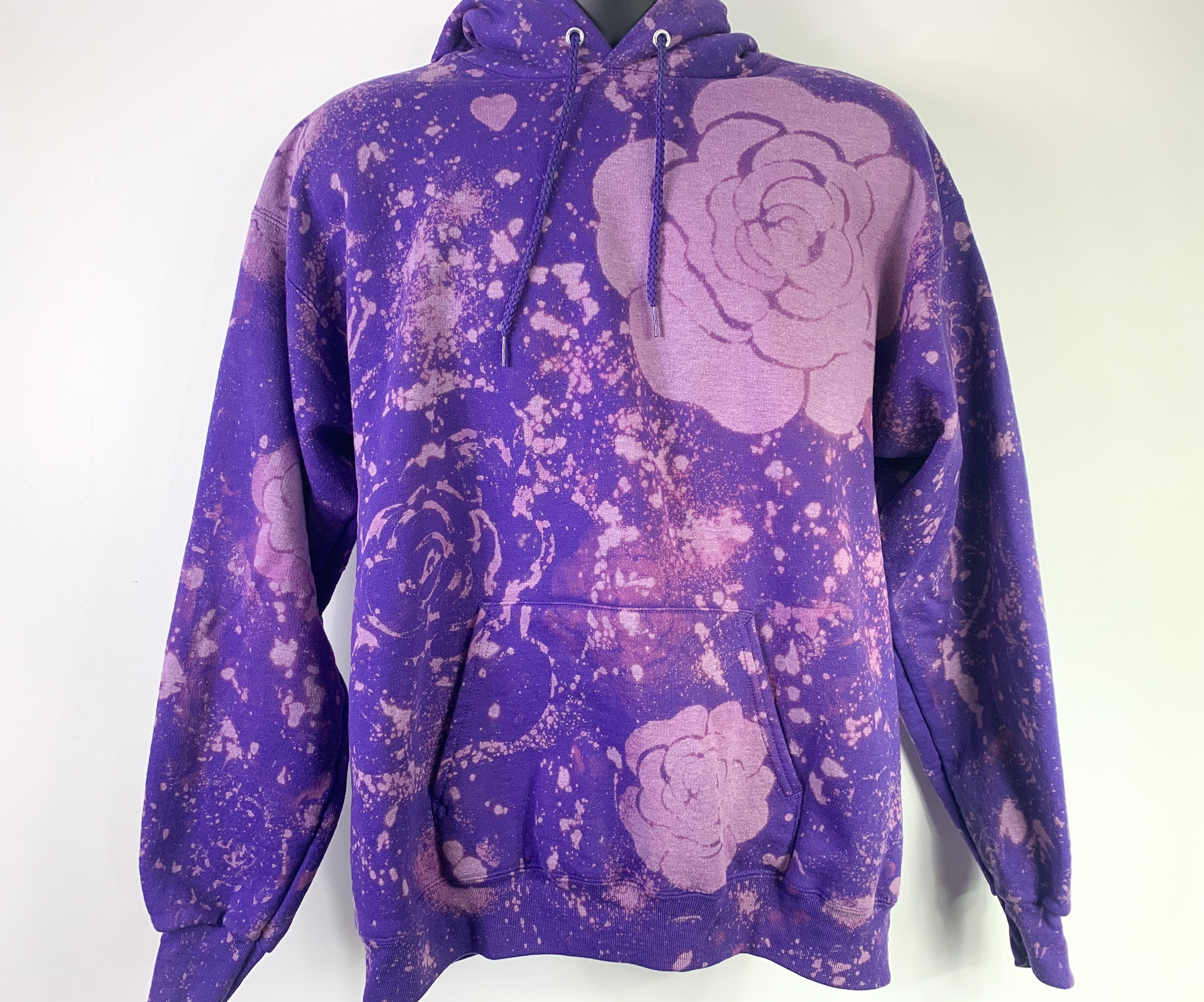 Purple rose bleach dye hoodielarge Etsy