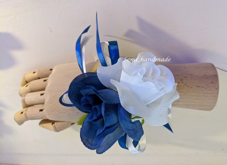Navy Blue, Light Blue, White Rose Boutonniere, Corsage, Wrist, Wedding ...