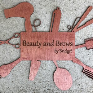Hairdresser, Beauty School or Salon booth collage with engraved text option Laser Cut image 3