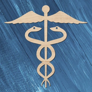 Caduceus Cut Out - Medical Shape - Laser Cut Hermes Staff from Wood