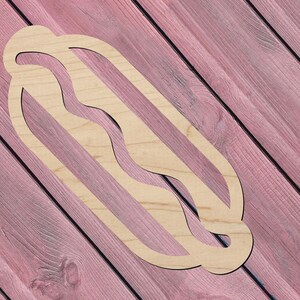 Hot Dog Cut Out - Food Shape - Laser Cut Grilled Frank with Ketchup and Mustard from Wood