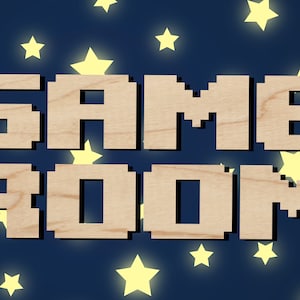 CUSTOM WALL SIGNS - Pixel Font - Laser Cut digits from Wood
