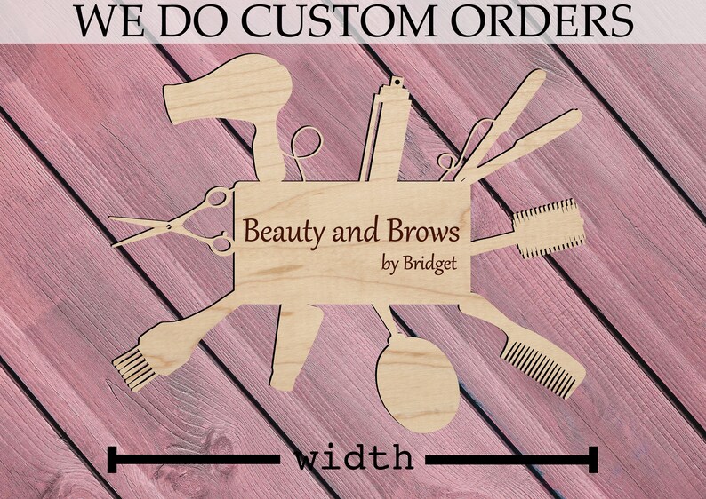 Hairdresser, Beauty School or Salon booth collage with engraved text option Laser Cut image 4