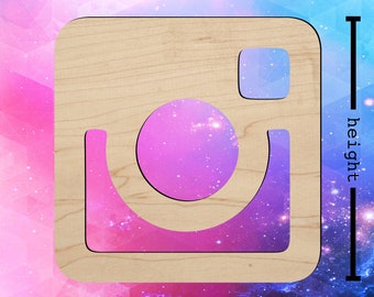 Instagram Camera Icon Shape - Laser Cut from Wood