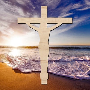 Jesus Christ Cut Out - Cross Shape - Laser Cut Cross from Wood