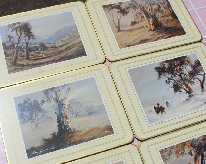 Ghost Gums Vintage Placemats Set of 6 Artwork by Australian Artist Alan