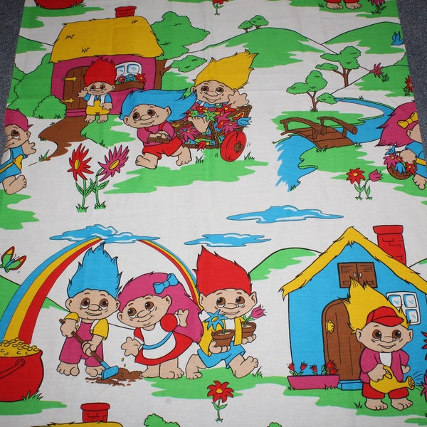 Awesome Genuine Vintage 90s Trolls Fabric Remnant | Retro 1992 Norfin Troll Co. | Sewing Craft Clothing 2m+