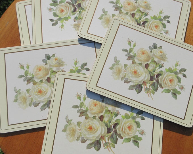 Vintage Pimpernel england 'english Rose' Cork Placemats x6 Retro Boho
