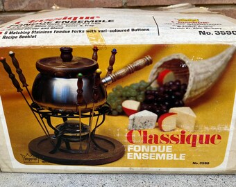 Complete Vintage 70s Fondue Set + Accessories - Made in Japan | Unused! Imperial International 1971