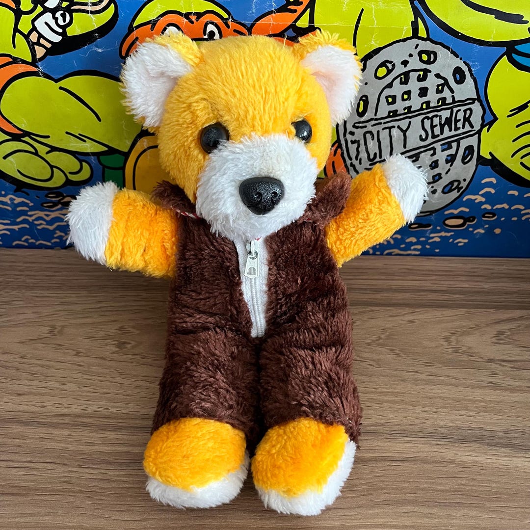 Vintage 70s Plush Teddy Bear in Brown Suit - Etsy Australia