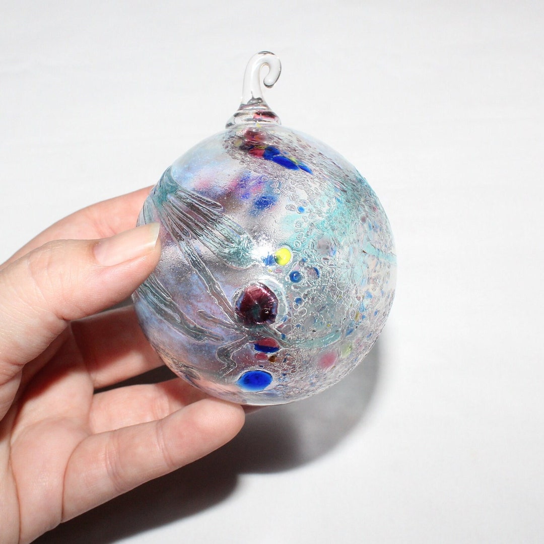 Vintage Hand Blown Art Glass Hanging Ball Ornament Multi Etsy Australia