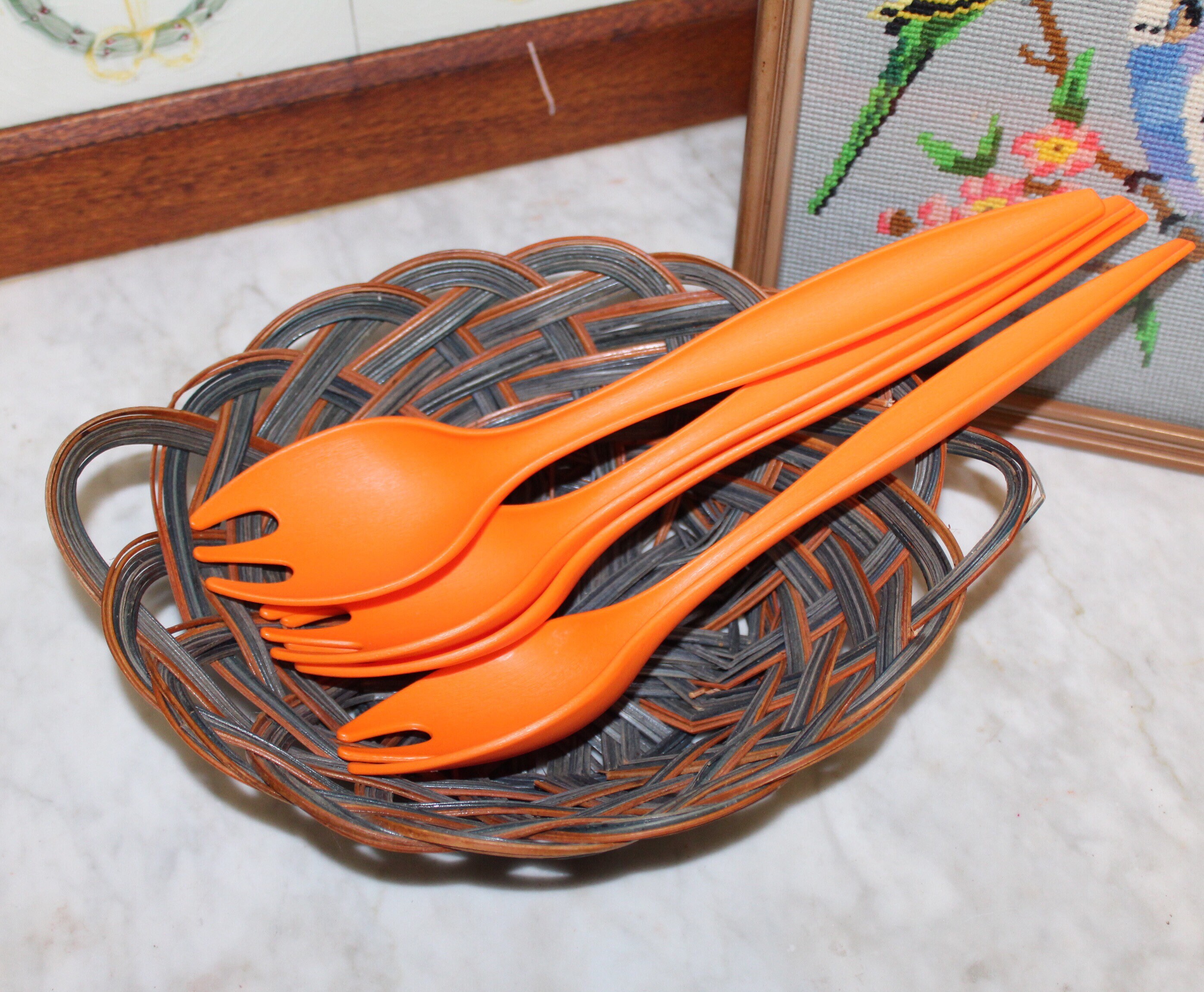 Retro Orange Tupperware Plastic Salad Servers Vintage Etsy