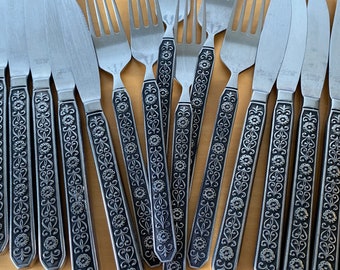 Vintage 70s Noritake 'Esperenza' 18-8 Stainless Cutlery Service for 6 - Made in Japan | Retro Kitchen 1970s Dining