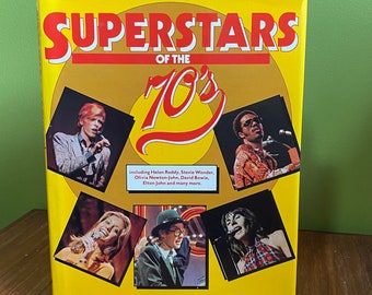 Superstars of the 70s - Featuring Stevie Wonder Bowie Elton Olivia and many more! Hardcover Vintage Book (1976)