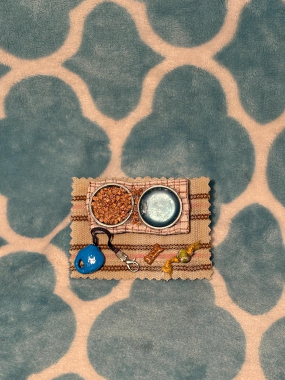Handmade Dog Food and Water Bowls Dollhouse Miniature