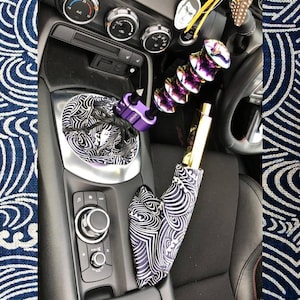 Japanese waves shift boot or E-brake boot cover | Choice of thread color | Custom JDM car accessory |