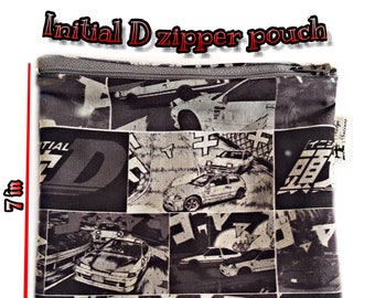 Initial D Anime Manga Zipper Pouch | Initial D Cosmetic Bag | Initial D JDM | Touge | Drift Racecar Fabric Bag |
