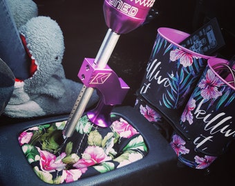 Hibiscus floral shift boot or handbrake boot cover | Choice of color | Custom car accessory | Smaller Hawaiian flowers | Sewn with love |