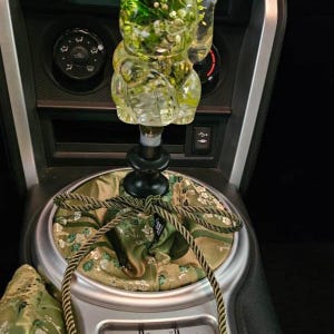 Green and Silver Sakura Cherry Blossom Shift Boot OR E-brake boot| Custom sewn car accessory | Car gear boot | JDM | KDM | Handmade