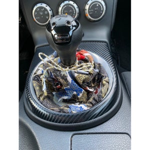 JDM black Japanese carp koi fish kimono style shift boot | Choice of thread color | Top stitch options| Custom made car accessory |