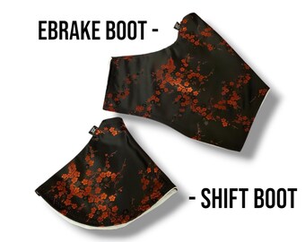 Red and Black Sakura Cherry Blossom Shift Boot and E-brake
