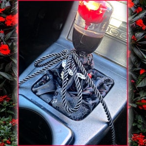 Black Cherry Blossom shift boot OR e-brake boot / Sakura shift boot cover | Choice of thread color | Custom-made | JDM