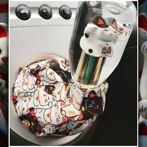 Kawaii Japanese Lucky Cats shift boot | JDM | Choice of thread color | Top stitch embellishment customization | Rare car accessory |
