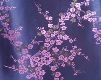 Navy blue with lilac purple cherry blossoms car shift boot OR handbrake boot | made to order | custom-sewn vehicle upholstery