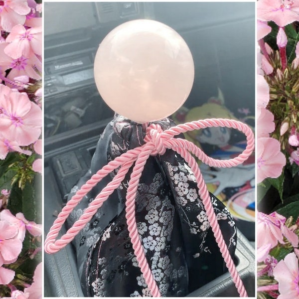 Silver and Black Cherry Blossom / Sakura shift boot cover | Choice of thread color | Custom-made | JDM Sewn car accessory | Faux silk