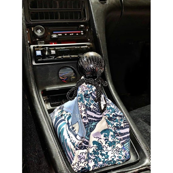 Blue Flowy Big Japanese Wave Shift Boot OR Handbrake Boot Cover