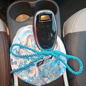 Light Blue and White Sakura Cherry Blossom Shift Boot OR E-brake boot| Custom sewn car accessory | Car gear boot | JDM | KDM | Handmade