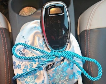 Light Blue and White Sakura Cherry Blossom Shift Boot OR E-brake boot| Custom sewn car accessory | Car gear boot | JDM | KDM | Handmade