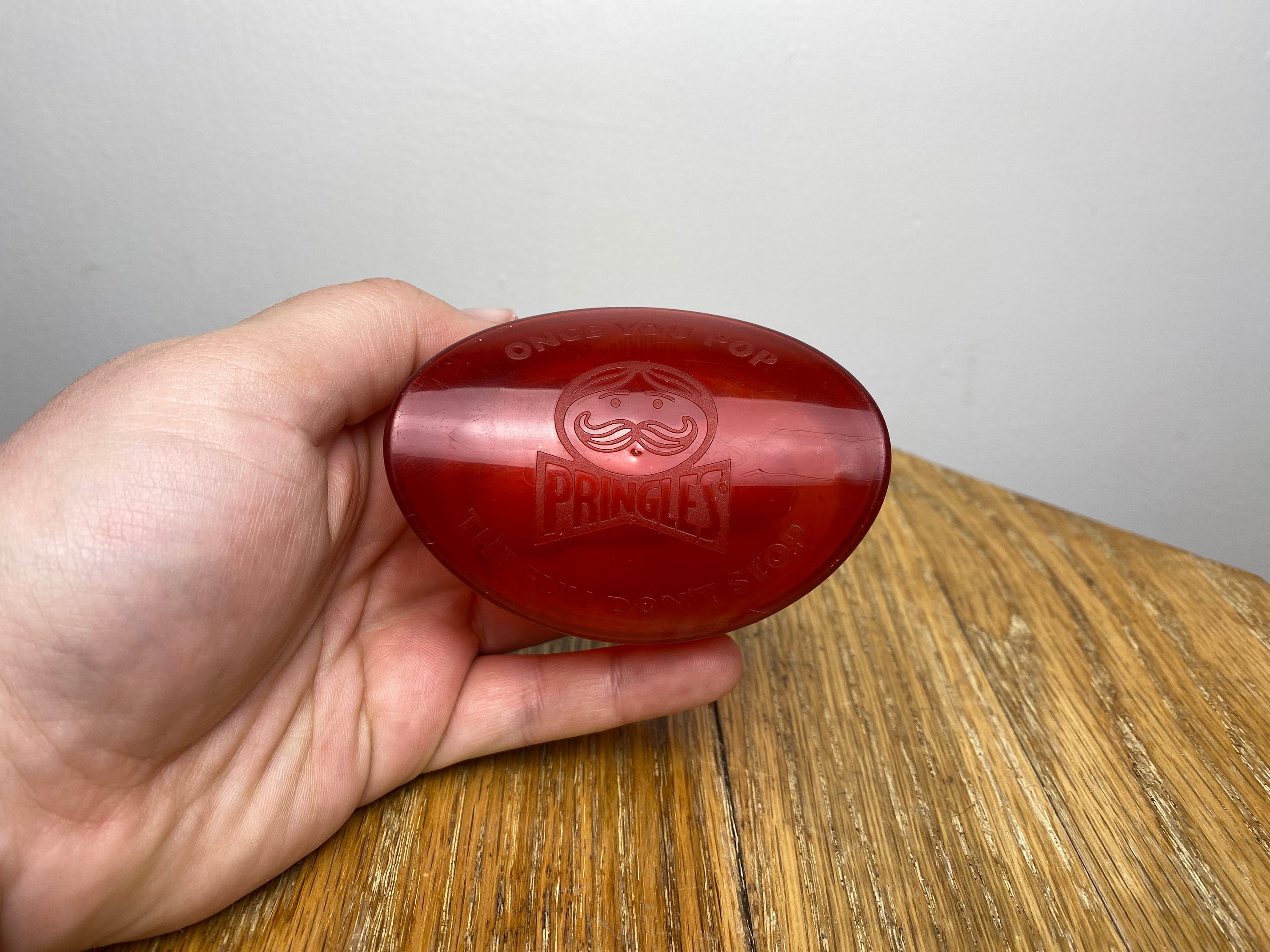 Vintage Plastic Pringles Potato Chip Holder to Go Container Keeper Red